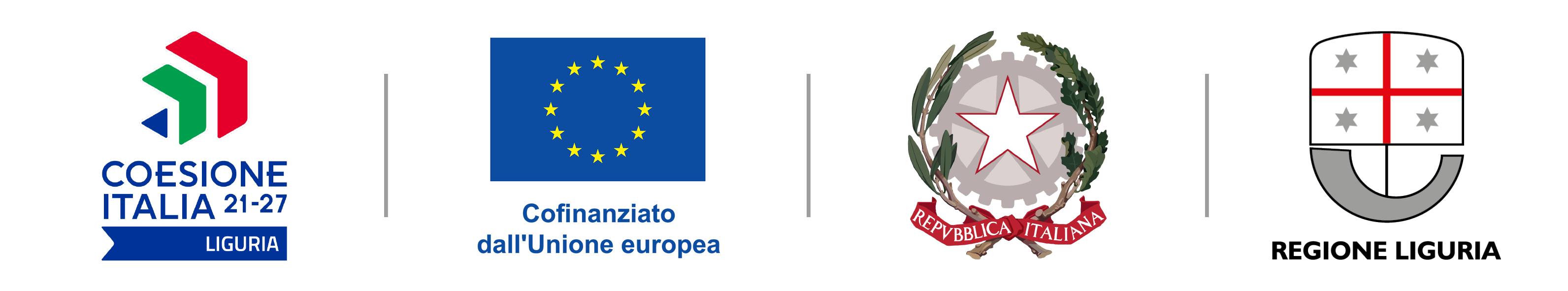Coesione Italia 2021–2027 Liguria · Unione europea · Repubblica Italiana · Regione Liguria